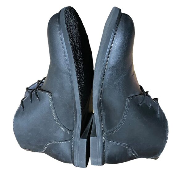 Nunn Bush Men’s 13 Black Leather Lancaster Plain Toe Chukka Boots Lace Up - Picture 6 of 11